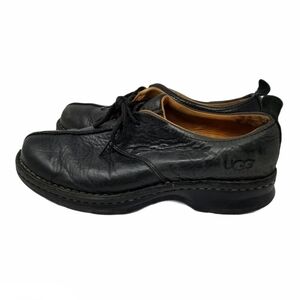 UGG Australia Men's Leather Oxford Shoes Black 7.5 Lace Up Rubber Sole Creases